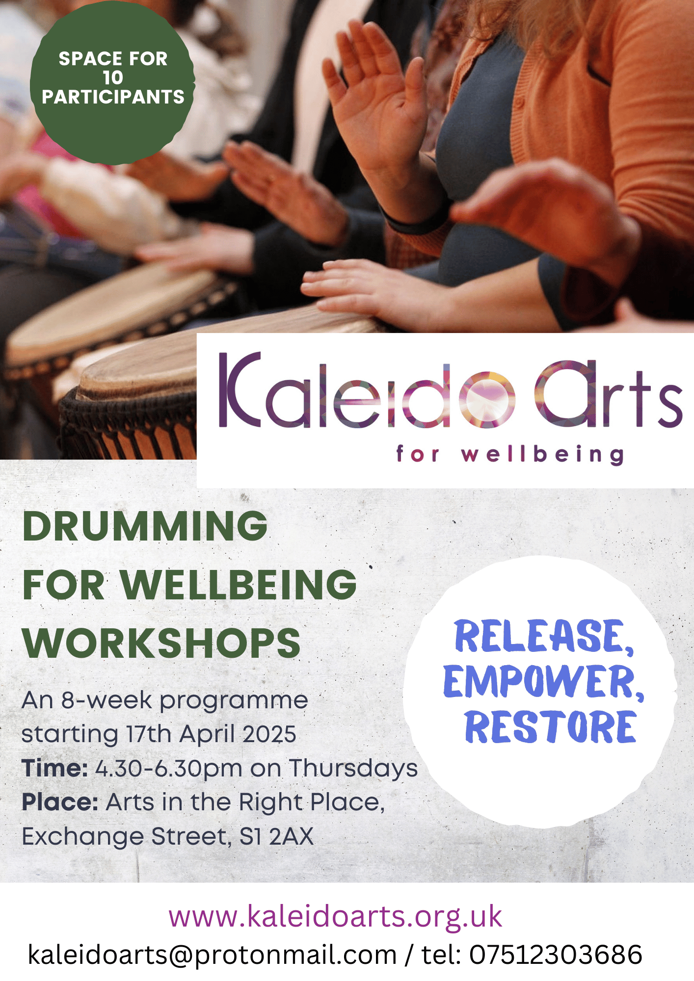 Drumming flyer April 2025